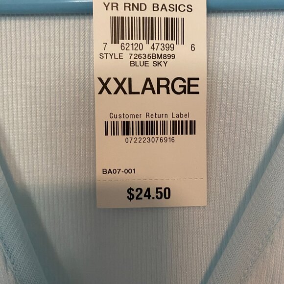 INC Woman's XXL Light Blue V-neck Ribbed Knit Top NWT - Picture 3 of 3